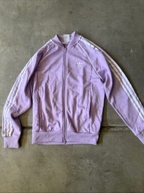 adidas Lavender Purple Track Jacket with White Stripes
